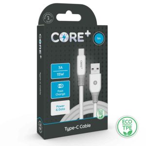 CORE+ Type-C Cable 1m TPE White 3A/15W Fast Charge